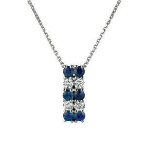 1.30 Ct Diamond and Sapphire Two Rows Necklace